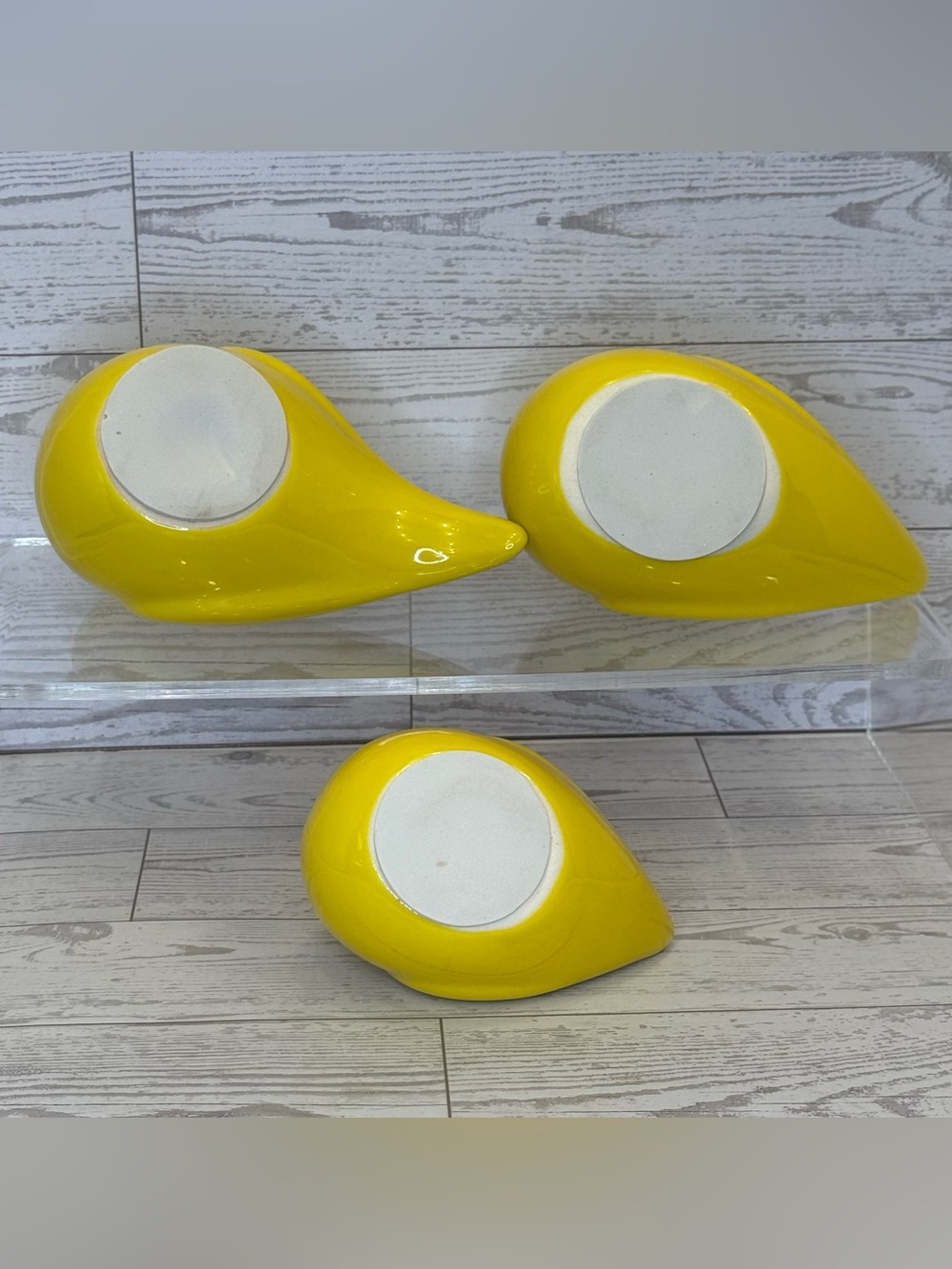 Yellow Ceramic Bird Figurines - Set of 3 - Picture 3 of 8